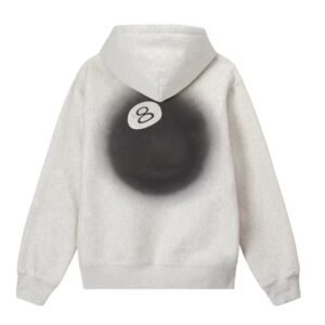 8 BALL FADE WHITE HOODIE GREY