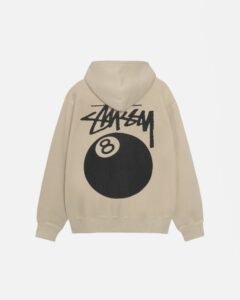 8 BALL ZIP HOODIE PIGMENT DYED KHAKI 1