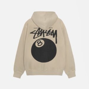 8 BALL ZIP HOODIE PIGMENT DYED KHAKI 1