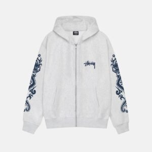 STUSSY DRAGONS ZIP HOODIE GREYSTUSSY DRAGONS ZIP HOODIE GREY