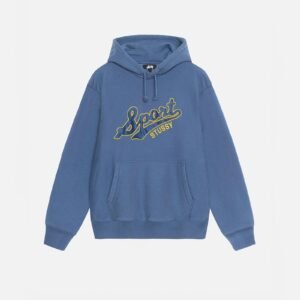 STUSSY SATIN PATCH OVERSIZED HOODIE BLUE