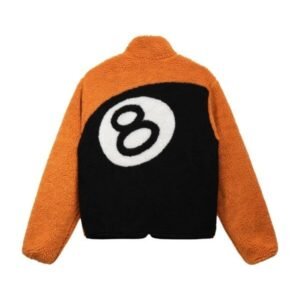 Stussy 8 Ball Sherpa Reversible Fleece Jacket​ – Orange