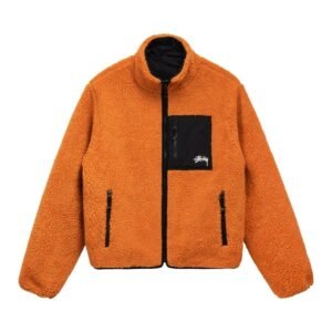 Stussy 8 Ball Sherpa Reversible Fleece Jacket​ – Orange