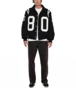 Stussy 80 Wool Black Varsity Jacket Letterman Bomber Style