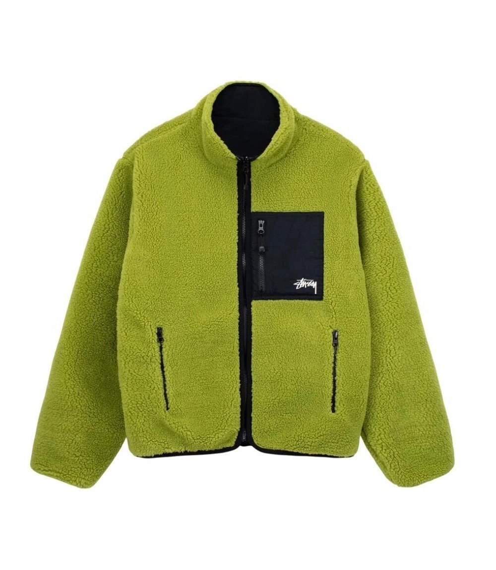 Stussy Sherpa Reversible Jacket – Moss Green Stussy Sherpa Reversible Jacket – Moss Green